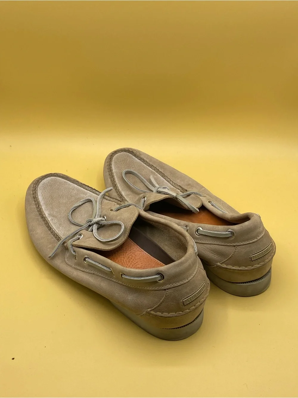 Peter Millar Men's Suede Boat Shoes in Beige